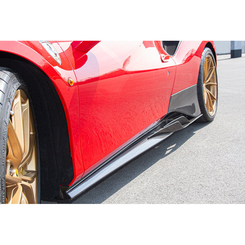 Bas de caisse latéraux carbone avec ailettes Capristo Ferrari 488 Pista 2018-2020 03FE08710045LG