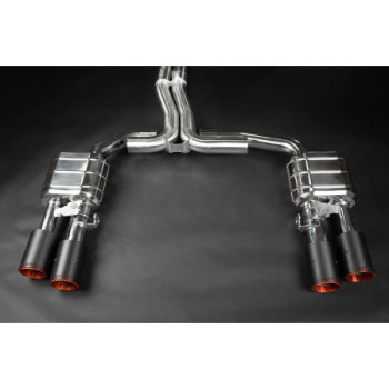 Stainless steel complete exhaust system cat-back with valve Capristo Audi S8 (D5) 2020-2025 02AU09403014-CB