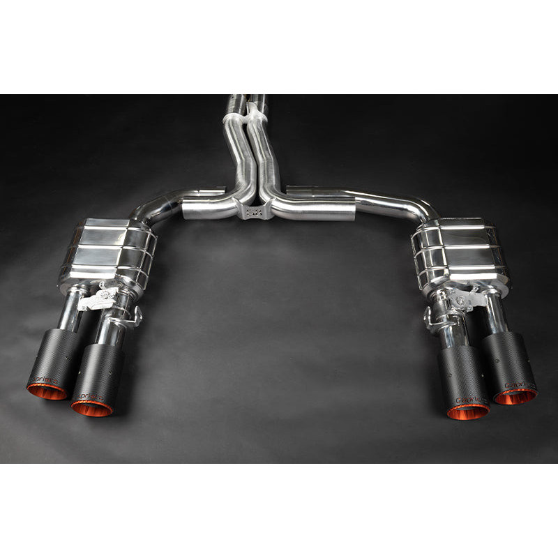 Sistema de escape completo cat-back de acero inoxidable con válvula Capristo Audi S8 (D5) 2020-2025 02AU09403014-CB