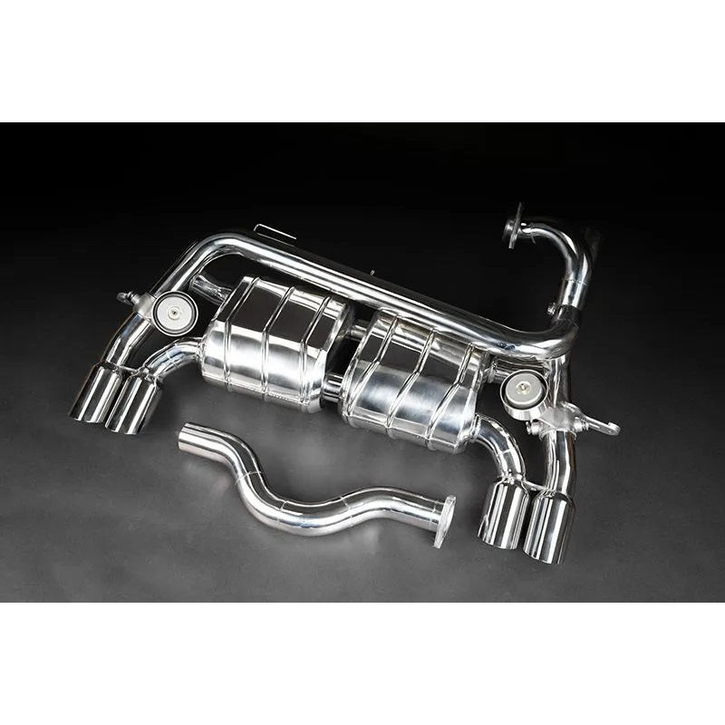 Stainless steel complete exhaust system with valve, X-Pipe and sports catalytic converters Capristo Ferrari 328 GTB/GTS (USA)