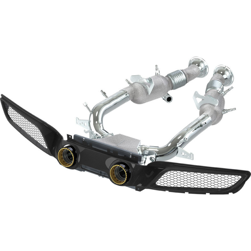 Kit escape completo con colas de escape de carbono y downpipe Capristo Ferrari 296 GTB 2021-2026 02FE13803026-B