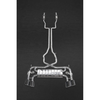 Sistema de escape completo de inox con válvula, X-Pipe y catalizadores deportivos Capristo Jaguar F-Type R V8 2013-2023
