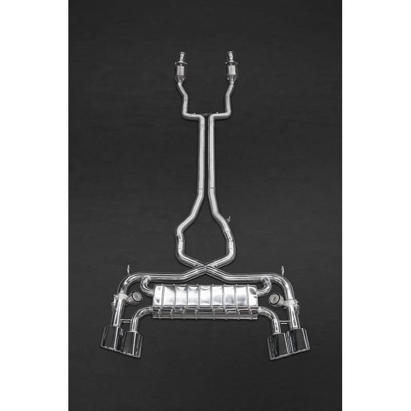 Système d'échappement complet en acier inoxydable avec valve, X-Pipe et catalyseurs sport Capristo Jaguar F-Type R V8 2013-2023