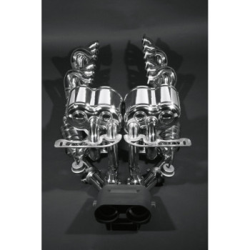 Sistema di scarico completo racing in acciaio inox con valvola e catalizzatori sportivi Capristo Lamborghini Murcielago