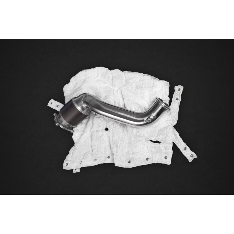 Downpipe aus Edelstahl mit Sportkatalysatoren und Hitzeschutz Capristo McLaren 765LT 2020-2023 02ML110.720SportCat100