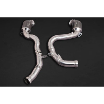 Stainless steel downpipe with sports catalytic converters 250-cell Capristo Nissan GTR MK3/4/Nismo 2009-2024 02MB10703018