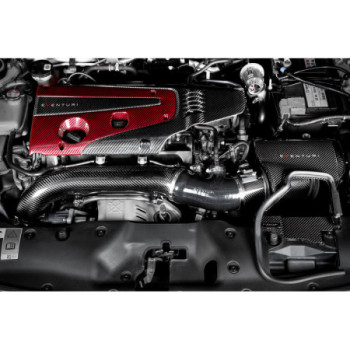 Copri motore in carbonio Eventuri Honda Civic Type R FK8 / FK2 rosso e nero 2015-2021 EVE-FK8FK2-ENG