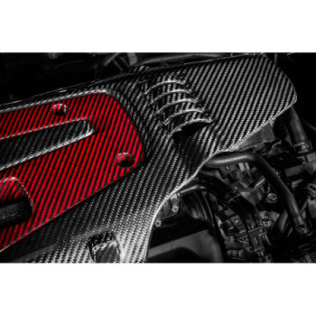 Copri motore in carbonio Eventuri Honda Civic Type R FK8 / FK2 rosso e nero 2015-2021 EVE-FK8FK2-ENG