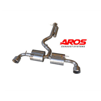 Tramo central directo de inox con resonador y tramo trasero con doble sil. Aros Toyota Yaris Gr Mk2 280 cv 1.6L 2024-2025
