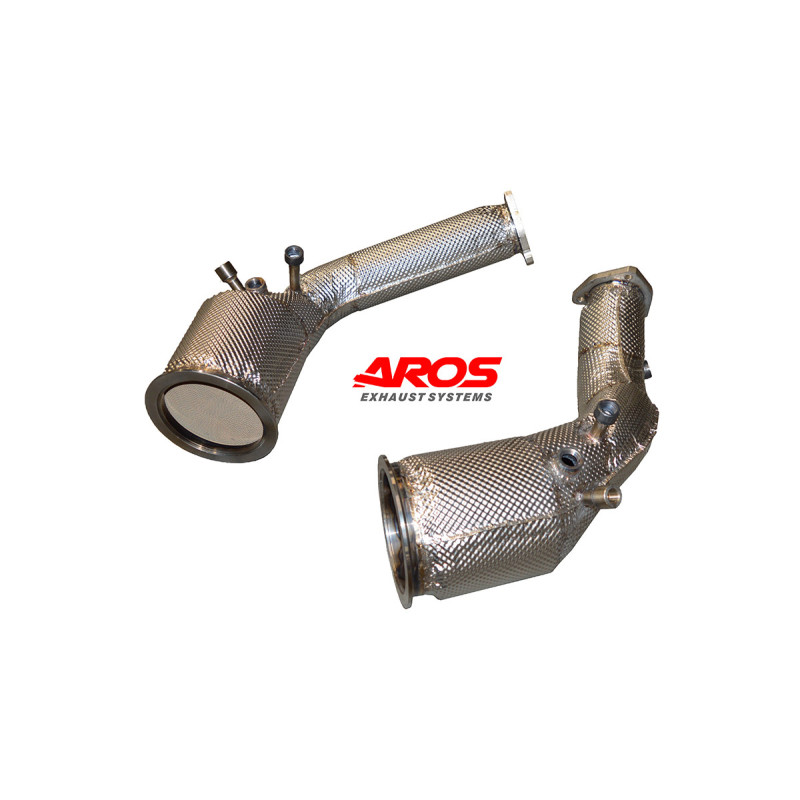 paire de downpipes en inox avec catalyseurs et isolation thermique Aros Audi RS7 C8 QUATTRO Avant 4.0 (600 Hp) 2019-2024