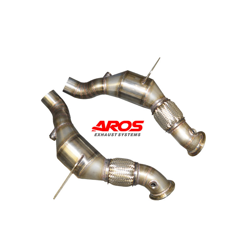 Coppia downpipe in acciaio inox con catalizzatori Aros Ferrari F8 Tributo 2019-2022 FERRF8T-DP2K