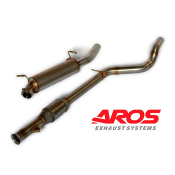 Tramo central de acero inoxidable con catalizador y tramo trasero con silenciador Ø63,5 Aros Renault Clio 3 Gruppo R3 (Rally) -