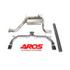 Sezione centrale singolo silenziatore in acciaio inox con valvola e finale senza silenziatore Ø76 Aros VW Golf 8 GTI 2.0