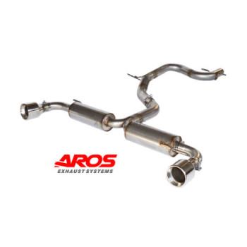Tramo central sin silenciador y tramo trasero de inox con doble salida y silenciadores específicos Ø76 Aros VW Golf 6 GTI 2.0