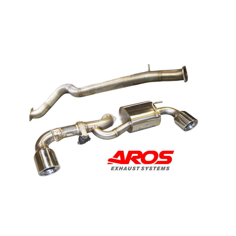 Section centrale en inox sans silencieux et section AR avec double silencieux et valve électronique Aros Toyota Yaris GR 1.6i