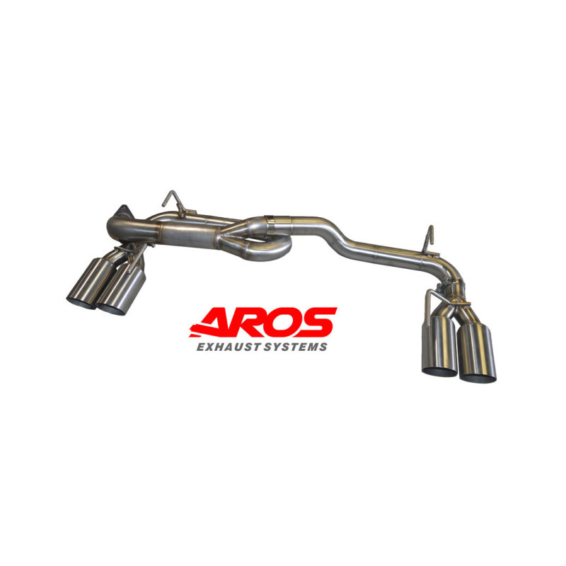 Tramo trasero de inox sin silenciadores y doble salida con cuatro colas de escape Aros Subaru Impreza STI 2013 SUBSTISILOR