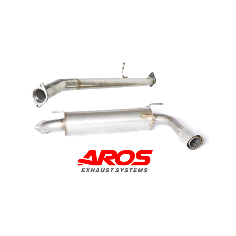 Stainless steel centre section and rear section with silencer round single outlet Aros Mazda MX-5 1.6 1^serie (90/115 Hp)