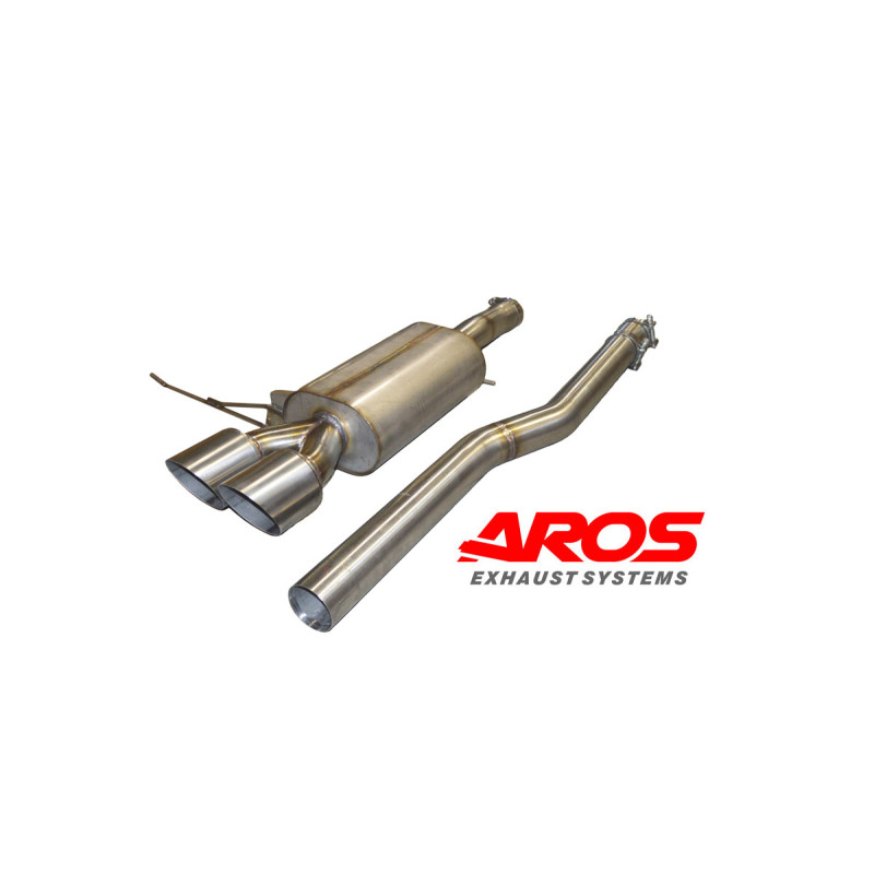 Segundo tramo central directo y silenciador trasero de inox con doble cola de escape Ø76 Aros MINI Cooper S / JCW F56