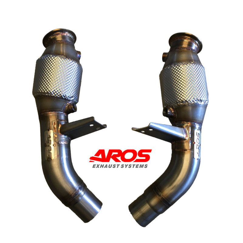 Coppia downpipe in acciaio inox con catalizzatori Aros Alfa Romeo GIULIA QUADRIFOGLIO 2.9i V6 Bi-Turbo (520 Hp) 2020 ARGIUQ-DP2K