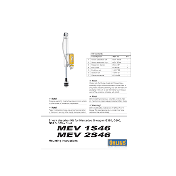 Amortiguador delantero derecho Ohlins MEV 2S46 Adventure Mercedes-Benz G 4x4²