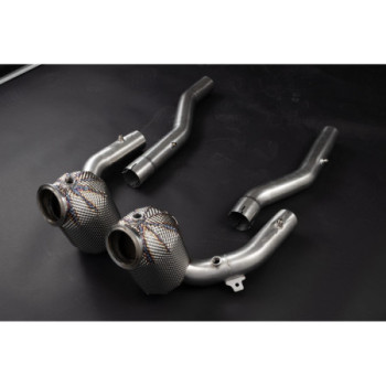 Downpipe aus Edelstahl mit Sportkatalysatoren und Hitzeschutz Capristo Ferrari Roma 2020-2025 02FE13003003