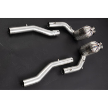 Downpipe in acciaio inox con catalizzatori sportivi e protezione termica Capristo Ferrari Roma 2020-2025 02FE13003003