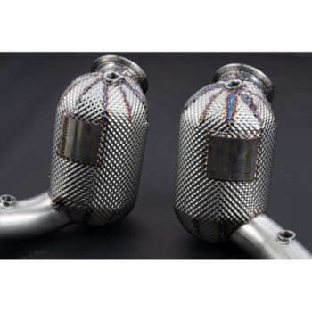 Stainless steel downpipe decat pipes with heat shielding Capristo Ferrari Roma 2020-2025 02FE130030XX-1
